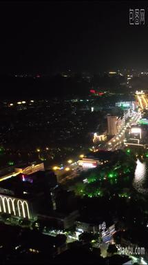 航拍桂林城市夜景